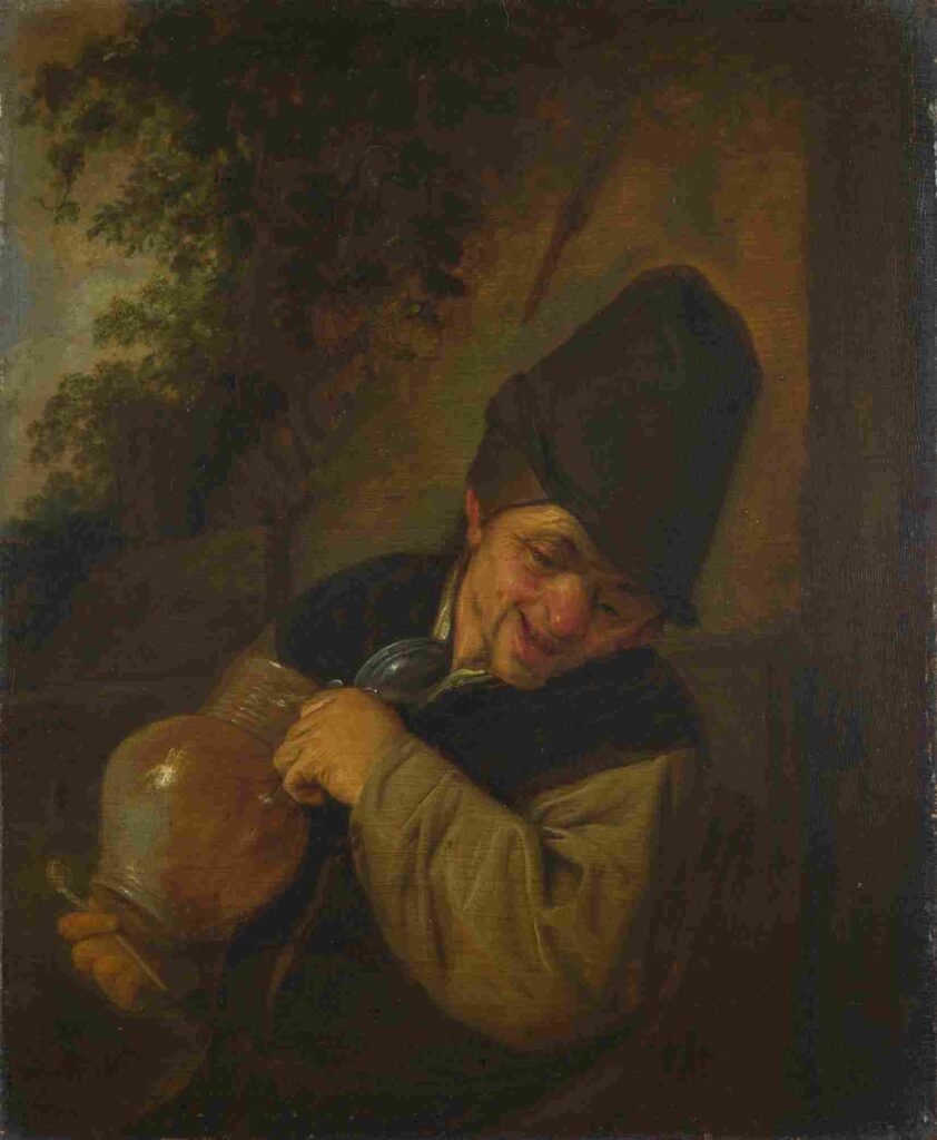 نقاشی Adriaen van Ostade - A Peasant holding a Jug and a Pipe