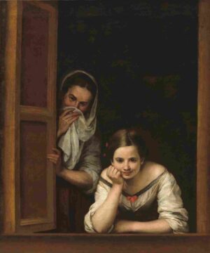 نقاشی Bartolomé Esteban Murillo - Two Women at a Window