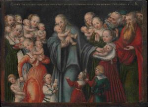 نقاشی Christ_Blessing_the_Children_1545–50_Lucas_Cranach_the_Younger