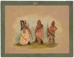 نقاشی George Catlin - A Pawnee Chief with Two Warriors