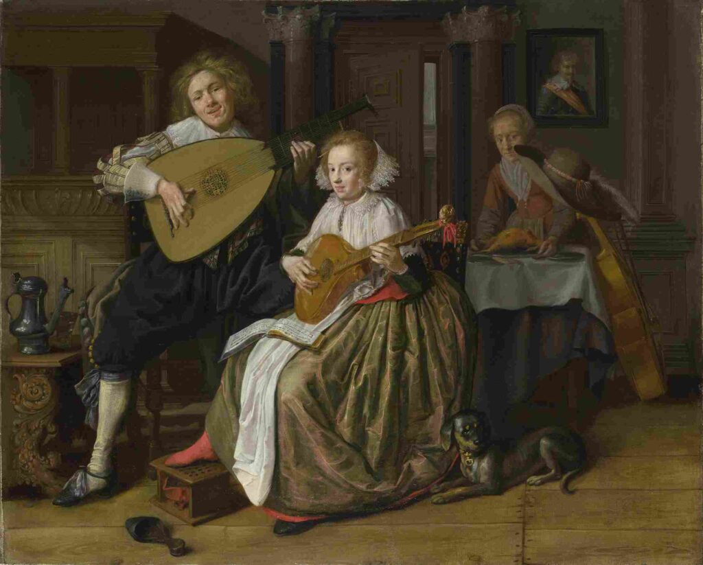 نقاشی Jan Molenaer - A Young Man and Woman making Music