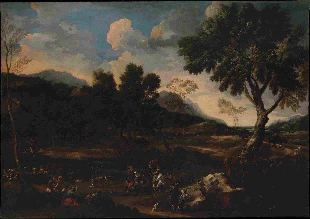 نقاشی Landscape with a Battle between Two Rams 1640 Jan Miel