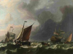 نقاشی Ludolf Bakhuizen - Dutch Men-of-war off Enkhuizen