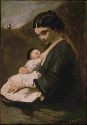 نقاشی Mother & Child 1860 Camille Corot