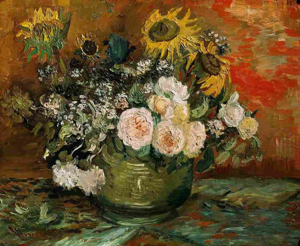 نقاشی Roses and Sunflowers,1886