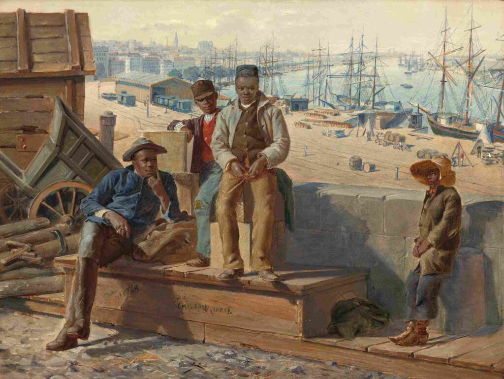 نقاشی David Norslup - Negro Boys on the Quayside