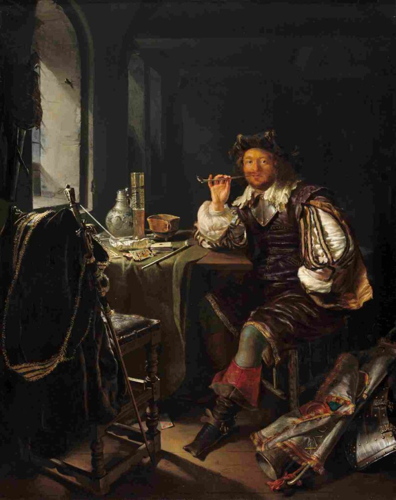 نقاشیFrans van Mieris - A Soldier Smoking a Pipe