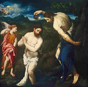 نقاشی Paris Bordone - The Baptism of Christ