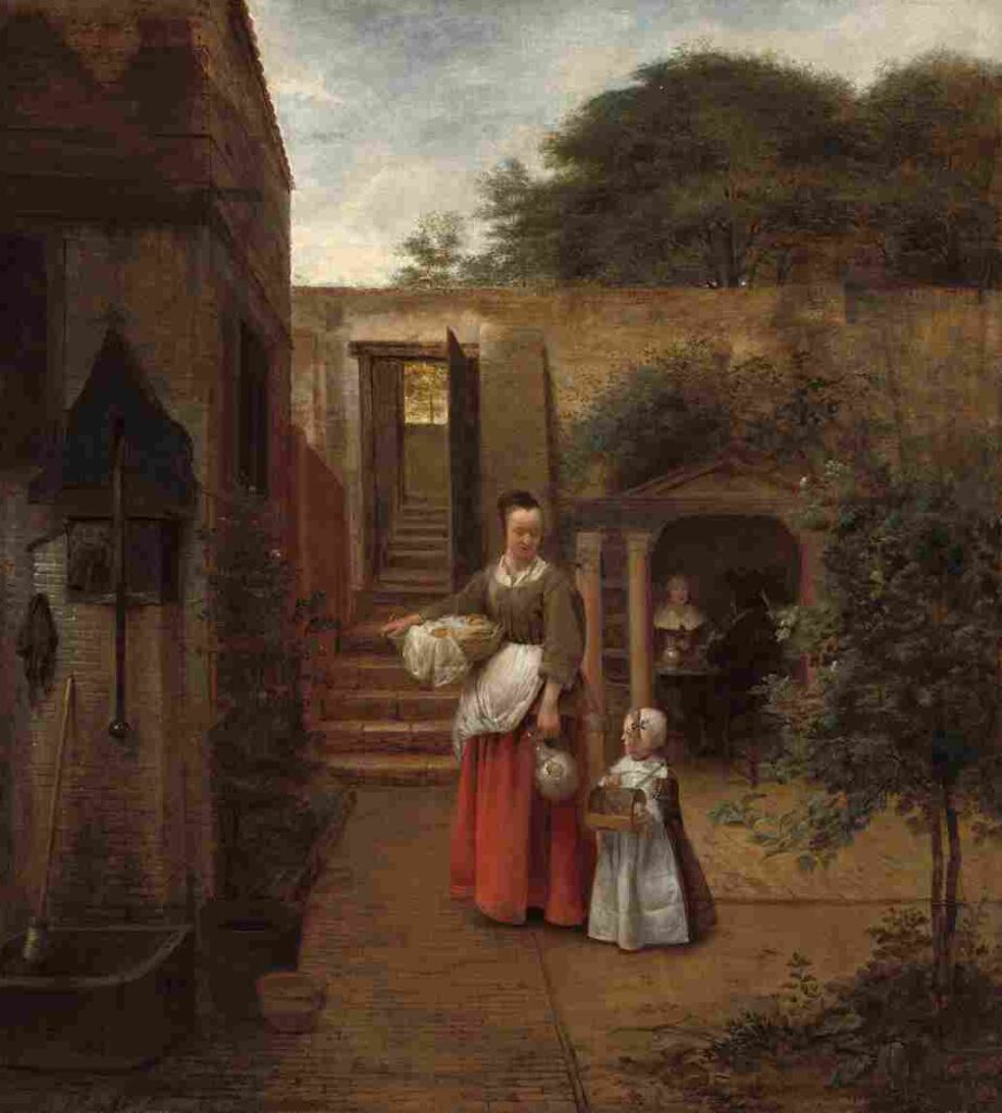 نقاشی Woman and Child in a Courtyard