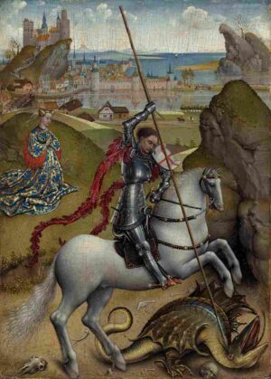 نقاشی Rogier van der Weyden - Saint George and the Dragon