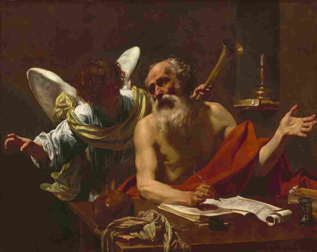 نقاشیSimon Vouet - Saint Jerome and the Angel