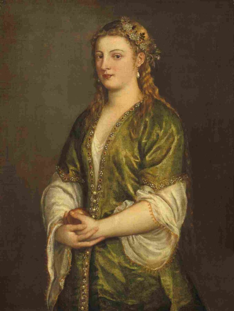 نقاشیTitian - Woman Holding an Apple