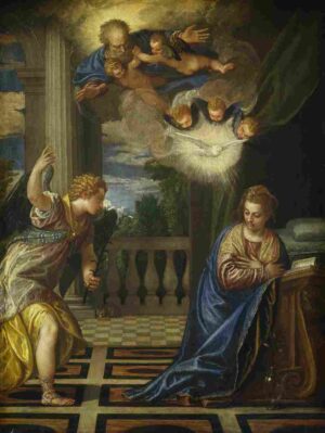 نقاشیVeronese and Workshop - The Annunciation